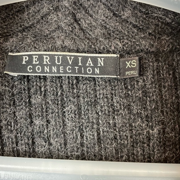 Peruvian Connection Open Front Faux Suede Trim Alpaca Cardigan Sz XS - Picture 7 of 7